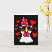 Funny Chicken Valentines Day Heart Chicken Couple Karte (Gelbe Blume)