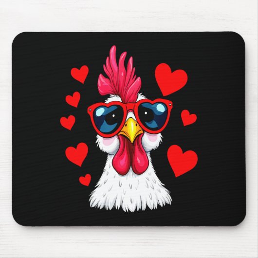 Funny Chicken Valentines Day Heart Chicken Couple  Mousepad (Vorne)