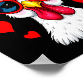 Funny Chicken Valentines Day Heart Chicken Couple Poster (Ecke)