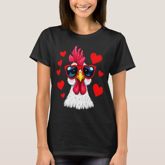Funny Chicken Valentines Day Heart Chicken Couple  T-Shirt (Vorderseite)