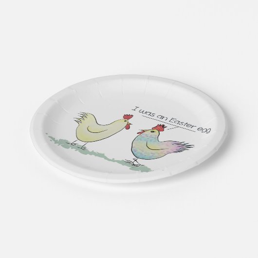 Funny Chicken war ein Ostereier Pappteller (Schrägansicht)