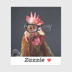 Funny Chicken Wearing Brillen Aufkleber