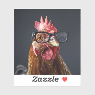Funny Chicken Wearing Brillen Aufkleber