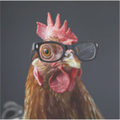 Funny Chicken Wearing Brillen Aufkleber (Vorderseite)