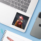 Funny Chicken Wearing Brillen Aufkleber (Laptop mit iPhone)