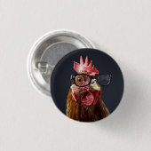 Funny Chicken Wearing Brillen Button (Vorne & Hinten)