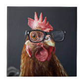 Funny Chicken Wearing Brillen Fliese (Vorderseite)