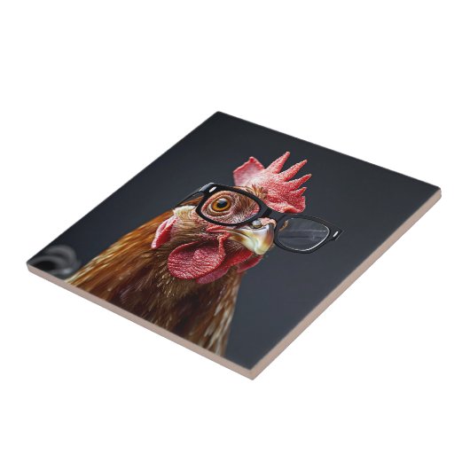 Funny Chicken Wearing Brillen Fliese (Seite)