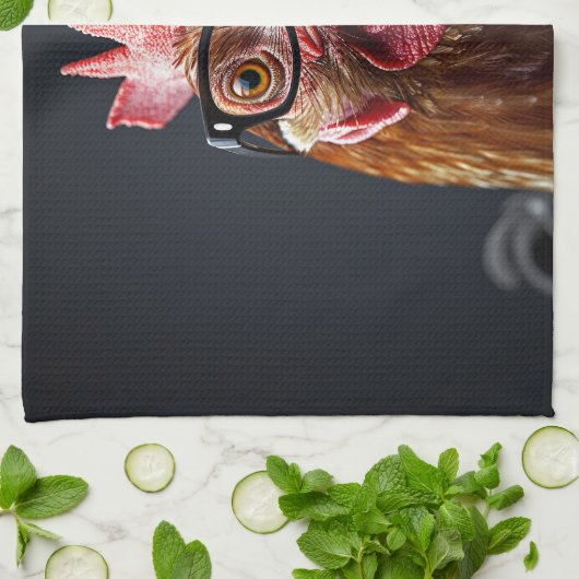 Funny Chicken Wearing Brillen Geschirrtuch (Gefaltet)