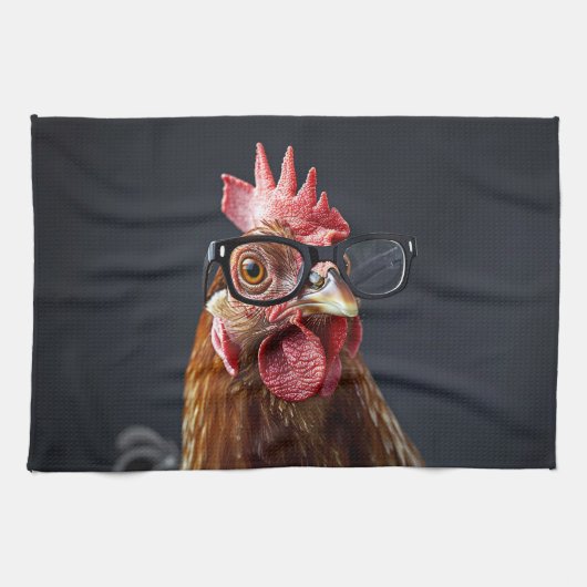 Funny Chicken Wearing Brillen Geschirrtuch (Horizontal)