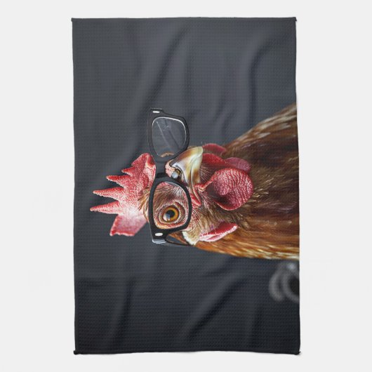 Funny Chicken Wearing Brillen Geschirrtuch (Vertikal)