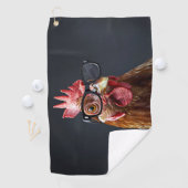 Funny Chicken Wearing Brillen Golfhandtuch (Insitu)