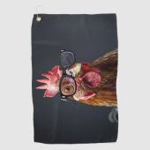 Funny Chicken Wearing Brillen Golfhandtuch (Vorderseite)