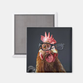 Funny Chicken Wearing Brillen Magnet (Vorderseite/Rückseite)
