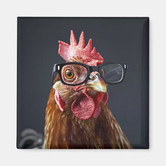Funny Chicken Wearing Brillen Magnet