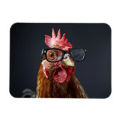 Funny Chicken Wearing Brillen Magnet (Horizontal)