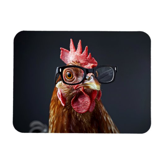Funny Chicken Wearing Brillen Magnet (Horizontal)
