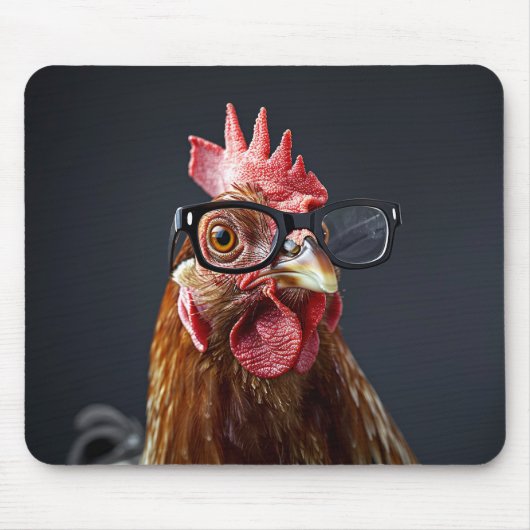 Funny Chicken Wearing Brillen Mousepad (Vorne)