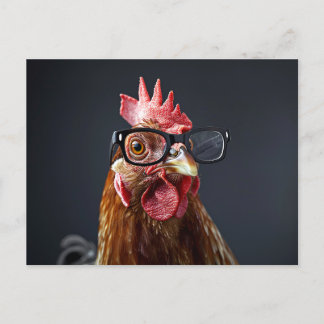 Funny Chicken Wearing Brillen Postkarte