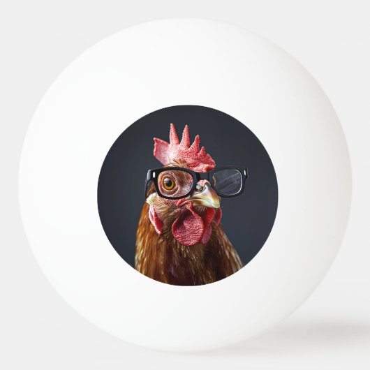 Funny Chicken Wearing Brillen Tischtennisball (Vorderseite)