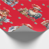 Funny Chicken Weihnachts-Shoppers Red Geschenkpapier (Ecke)