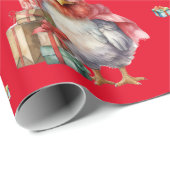 Funny Chicken Weihnachts-Shoppers Red Geschenkpapier (Rolleneckpunkt)