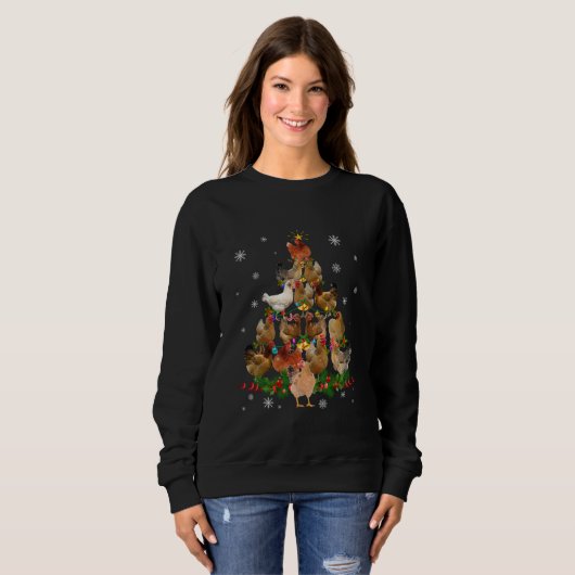 Funny Chicken Weihnachtsbaum Pet Hühnchen Lover Sweatshirt (Vorne ganz)