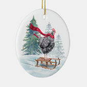 Funny Chicken Weihnachtsbaum Rodelbahn mit Aussich Keramik Ornament (Rechts)