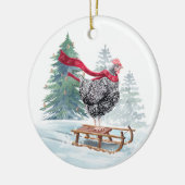 Funny Chicken Weihnachtsbaum Rodelbahn mit Aussich Keramik Ornament (Links)