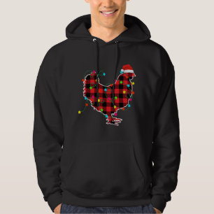 Funny Chicken Weihnachtsbaum Roter Karierter Weihn Hoodie