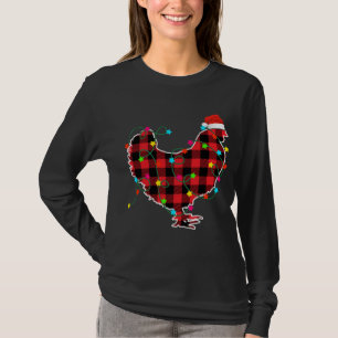 Funny Chicken Weihnachtsbaum Roter Karierter Weihn T-Shirt