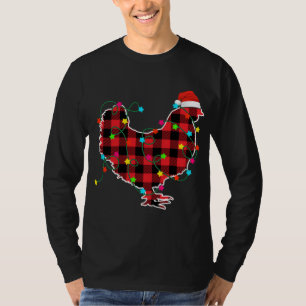Funny Chicken Weihnachtsbaum Roter Karierter Weihn T-Shirt