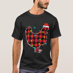 Funny Chicken Weihnachtsbaum Roter Karierter Weihn T-Shirt
