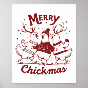 Funny Chicken Weihnachtsbaum Tier Niedlichen Weihn Poster