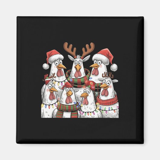 Funny Chicken Weihnachtsbeleuchtung Farm Tier Nied Magnet (Vorne)