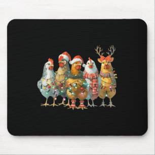 Funny Chicken Weihnachtsbeleuchtung Farm Tier Nied Mousepad