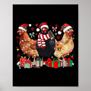 Funny Chicken Weihnachtsbeleuchtung Farm Tier Nied Poster