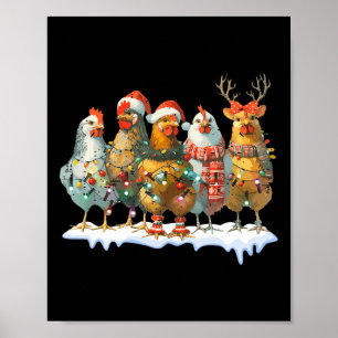 Funny Chicken Weihnachtsbeleuchtung Farm Tier Nied Poster