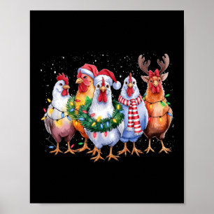 Funny Chicken Weihnachtsbeleuchtung Farm Tier Nied Poster