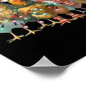 Funny Chicken Weihnachtsbeleuchtung Farm Tier Nied Poster (Ecke)