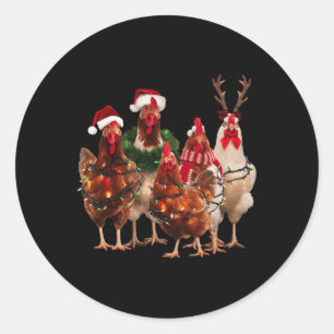 Funny Chicken Weihnachtsbeleuchtung Farm Tier Nied Runder Aufkleber