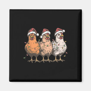 Funny Chicken Weihnachtshut Lights Farm Animal Cut Magnet