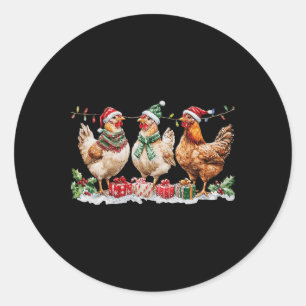 Funny Chicken Weihnachtshut Lights Farm Animal Cut Runder Aufkleber