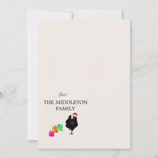 Funny Chicken Weihnachtskarte (Rückseite)