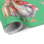 Funny Chicken Weihnachtskäufer Grün Geschenkpapier (Rolleneckpunkt)