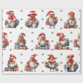 Funny Chicken Weihnachtsläden Weiß Geschenkpapier (Flach)
