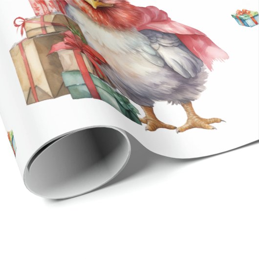 Funny Chicken Weihnachtsläden Weiß Geschenkpapier (Rolleneckpunkt)