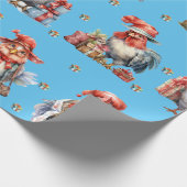 Funny Chicken Weihnachtsurlaub Shoppers Blau Geschenkpapier (Ecke)