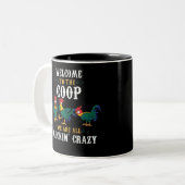 Funny Chicken Welcome To The Coop Zweifarbige Tasse (Vorderseite Links)