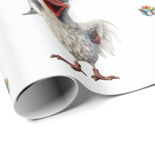 Funny Chicken Wine Party Weihnachten Weihnachtsfei Geschenkpapier (Rolleneckpunkt)